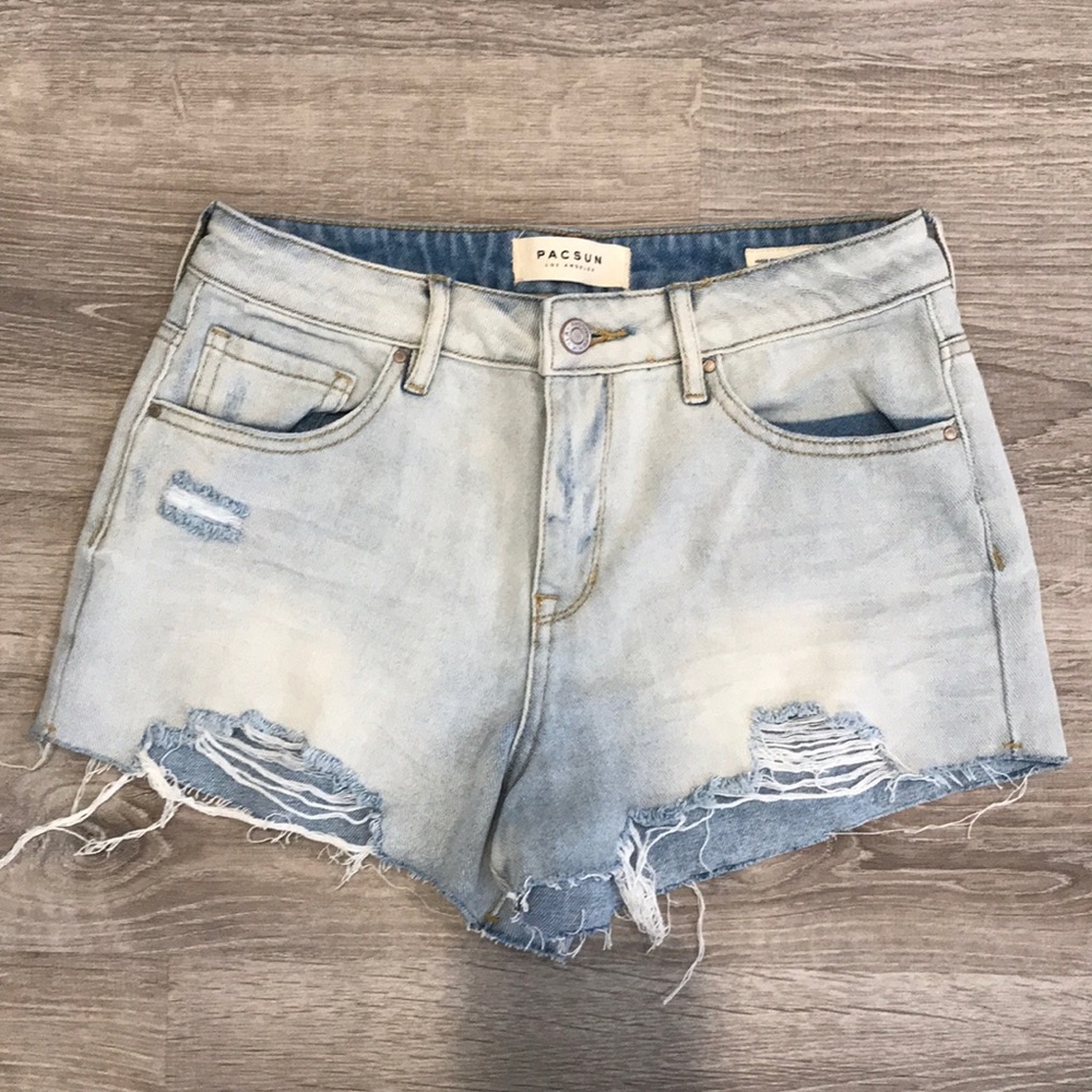 Distressed high rise shorts